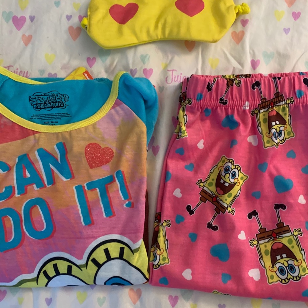 Sponge bob 2-pc pj set comes with sleeping mask
